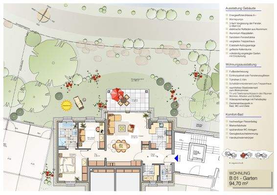 Grundriss mit Privatgarten