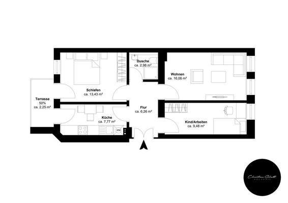Martinstr. 18, EG rechts - Etage 1, Ansicht 1, Schnitt 1, Einheit 1 - K0LT3R