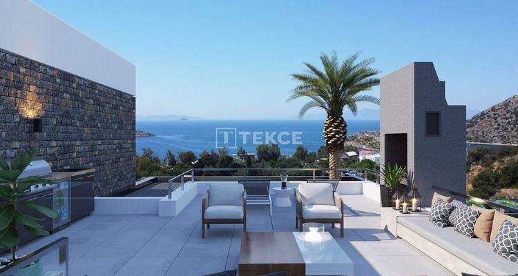 Sea View Detached Houses Near the Beach in Bodrum Gumusluk