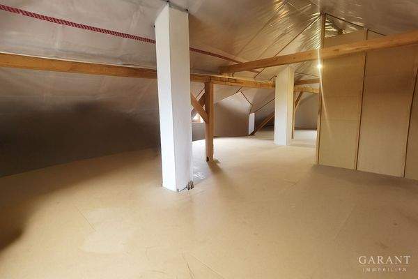 Geräumiger Dachboden mit Holzstruktur
