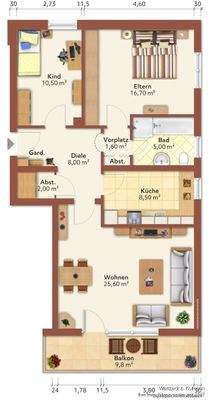 Grundriss der Wohnung