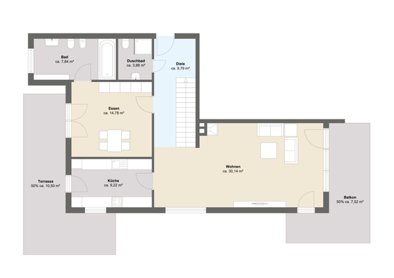 Fläche im Hochparterre