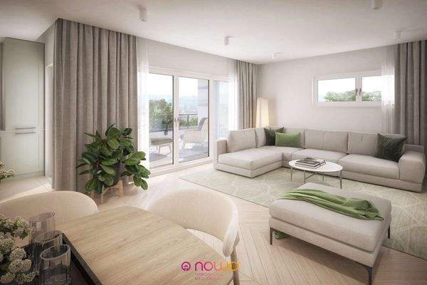 Whg. 20 - Teilansicht Wohnbereich mit Zugang zur Dachterrasse