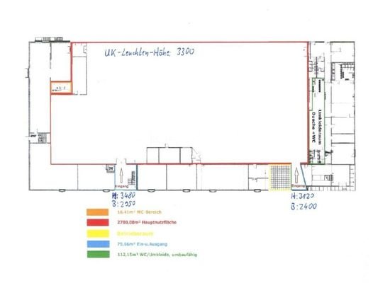 Grundriss Halle 2 mit Tormaßen