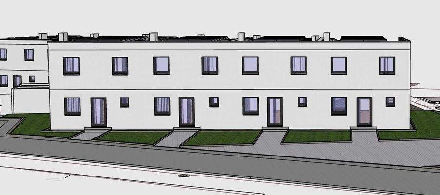 Reihenhauswohnungen Gesamtansicht H aus A - D (Norden)