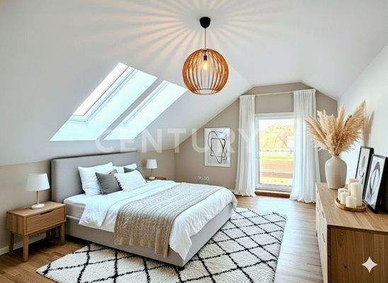 Dachgeschoss Zimmer mit Weserblick