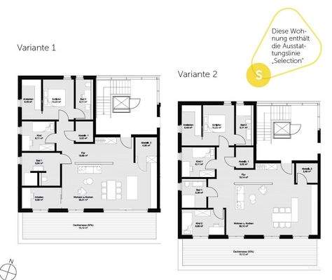 Wohnung 7 Grundriss Variante 1 & 2