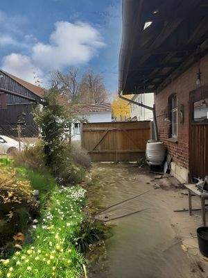 Links aussen neben der Garage