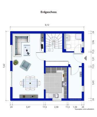 Grundriss Erdgeschoss Möbeliert