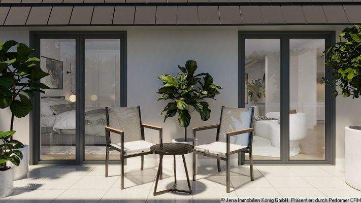 Visualisierung Loggia vom Wohn- und Schlafbereich