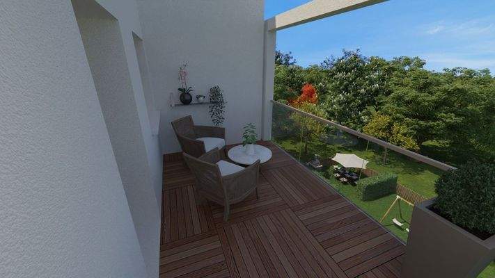 Balkon mit Gartenblick