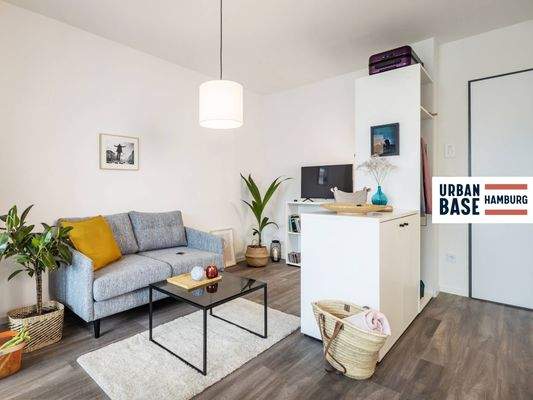 Ansicht IV: Wohn- und Esszimmer mit offenem Küchenbereich