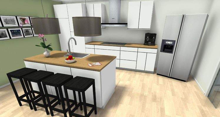 Luxus-Einbauküche mit Insel