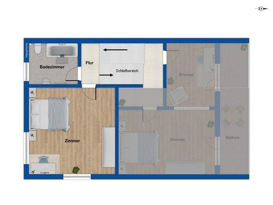 Grundriss 2. Ebene Schlafen