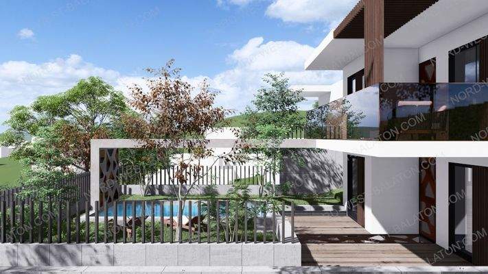 Außenansicht mit Pool