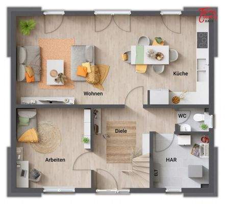 Grundriss EG offene Küche