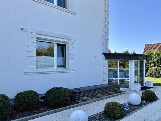 Hintere Seitenansicht des Hauses