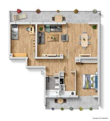 Grundriss neu - möbeliert