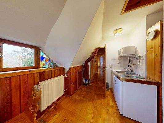 Küchenbereich der Ferienwohnung im Dachgeschoss