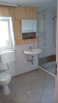 Toilette mit Dusche unten