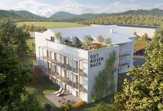 Blick auf die Wohneinheiten im Zubau und die exklusive Dachterrasse des Penthouses.