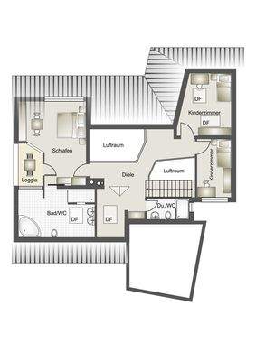 Dachgeschoss Grundriss/Möblierung nicht maßstabsge