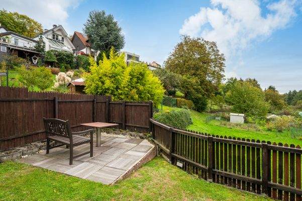Aussenansicht Terrasse für Sonnenuntergang