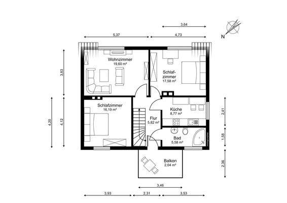 Grundriss Wohnhaus OG