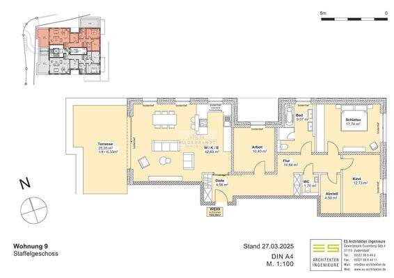 Grundriss Wohnung 9, Weissdornweg