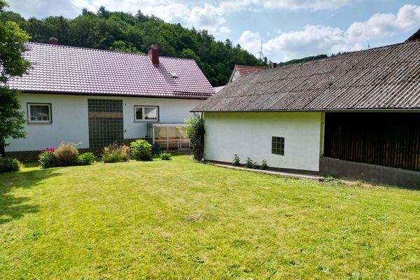 Rückseite mit Blick aus dem Garten