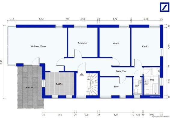 Grundriss, unmöbliert