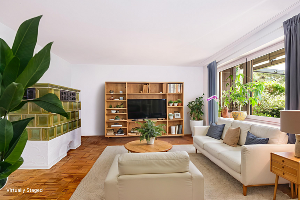 Wohnzimmer mit wunderschönem Kachelofen