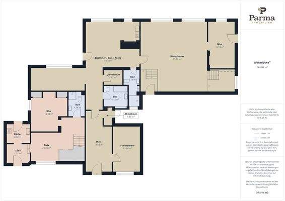 Erdgeschoss Haus 1 (links)  und Haus 2 rechts