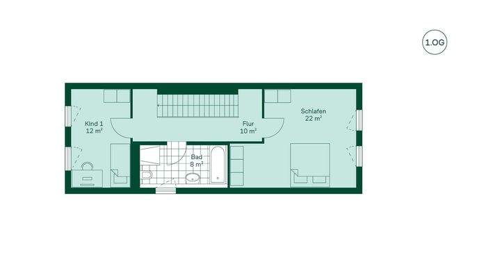 Komfortabel geschnittenes Obergeschoss