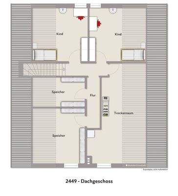 Grundriss DG visualisiert 2449