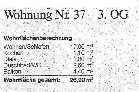 Wohnflächenaufstellung