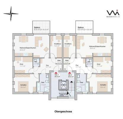 Geschossplan Haus 2 I Whg. 3 und 4
