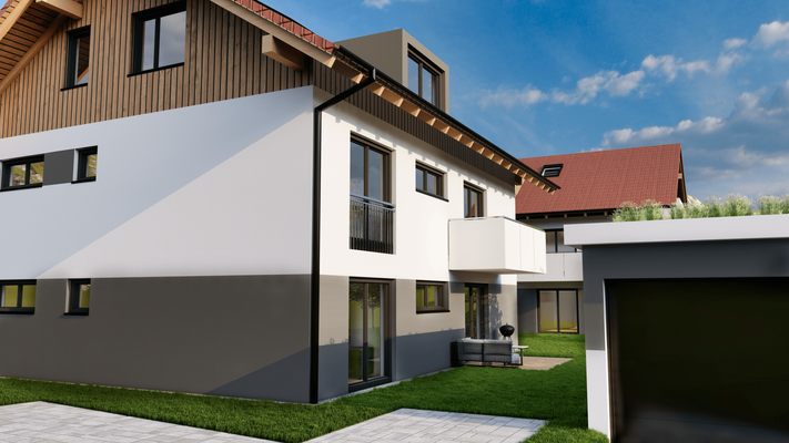 Visualisierung Ensemble mit Tiefgarageneinfahrt