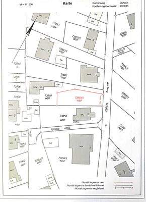 Lageplan Baugrundstück - rot markiert
