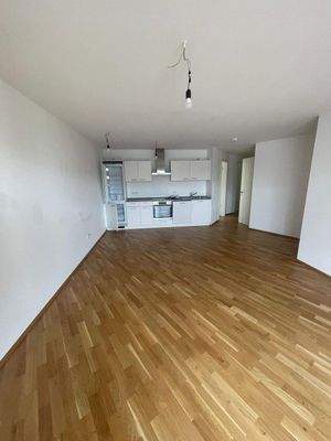 Wohnzimmer mit Einbauküche