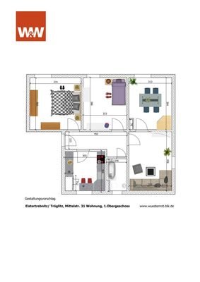 Elsteraue- Tröglitz, Mittelstr.31, Grundriss Wohnung