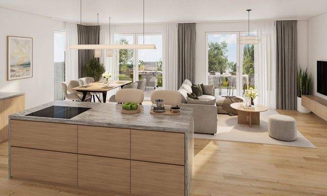 Visualisierung Ess- & Wohnbereich (EG)