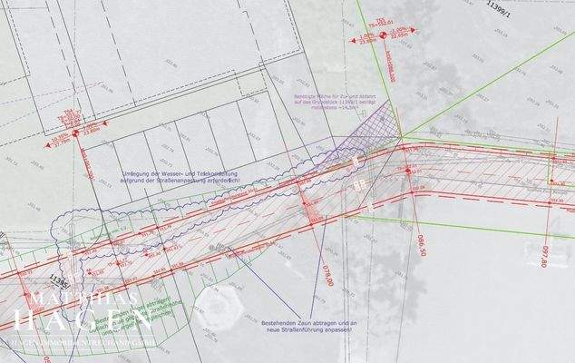 Noch einzutragende Dienstbarkeit Südwestliches Ende