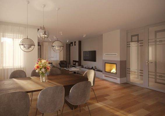 Wohnbereich Erdgeschoss  - Unverbindliche Darstellung aus Sicht des Illustrators 