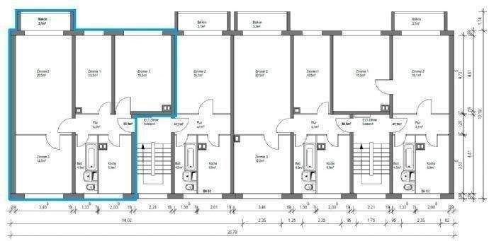 Grundriss 4-Raumwohnung
