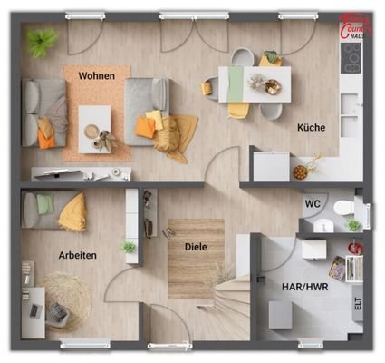 Grundriss EG offene Küche