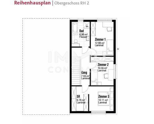 Reihenhausplan Obergeschoss RH2