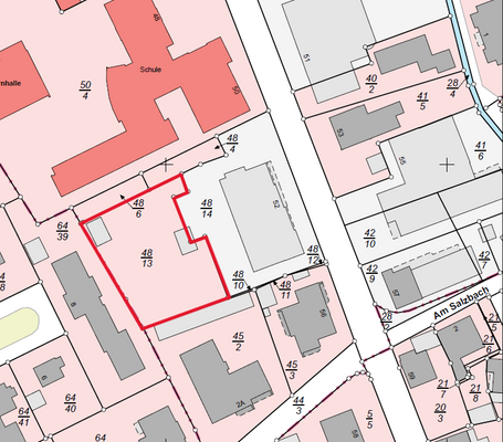 Liegenschaftskarte umrandet