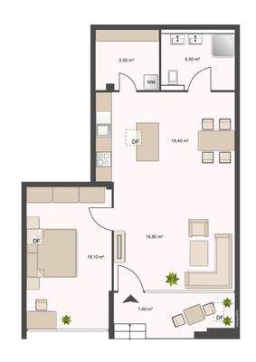 Grundriss WHG 2: ca. 72 m²