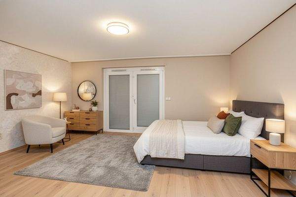 Schlafzimmer im Erdgeschoss (KI Einrichtungsbeispiel)